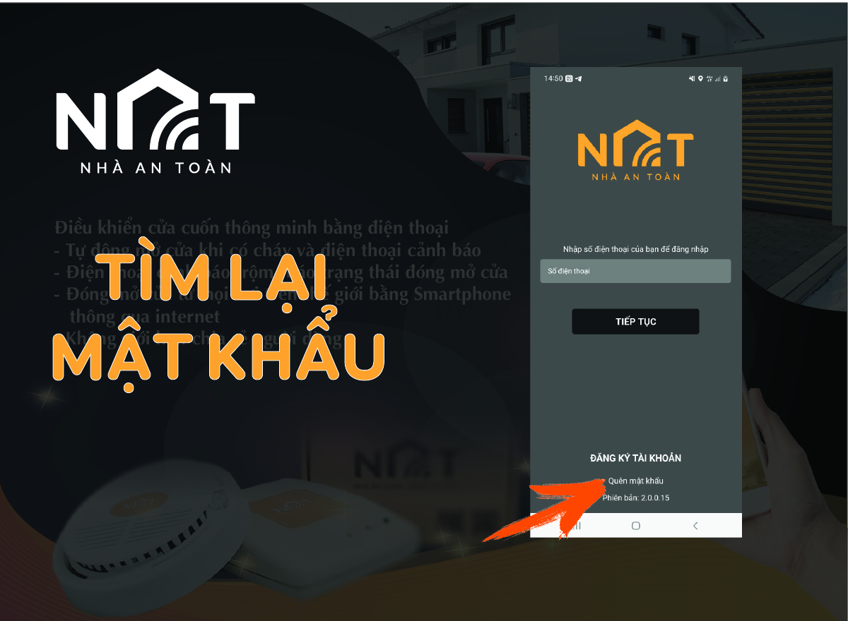 Tìm lại mật khẩu truy cập app.