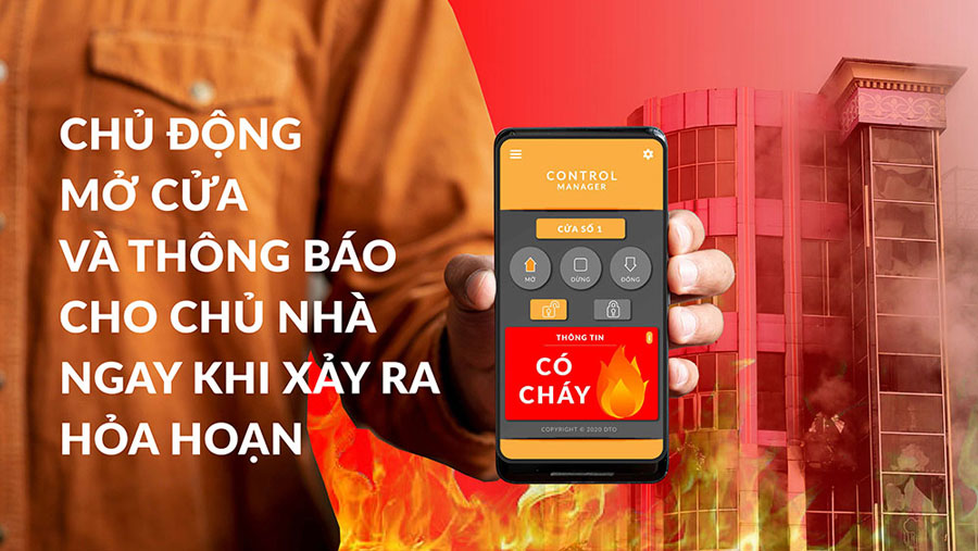 Điều khiển cửa cuốn từ xa - Chủ động mở cửa khi có hỏa họa